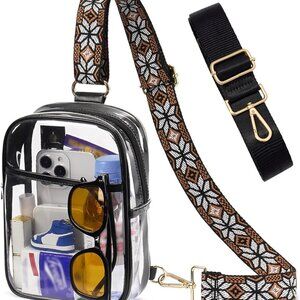 3 Pockets Clear Bag for Stadium Events with 2 Long Straps Sling Backpack Fanny P
